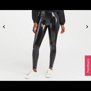 SPANX LEATHER BLACK LEGGINGS XS